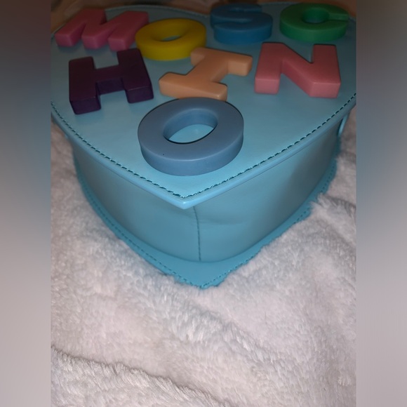 Moschino 'Moschino' Leather Heart Bag (Fantasy Print Light Blue) - Picture 7 of 12